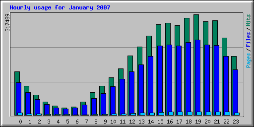 Hourly usage for January 2007