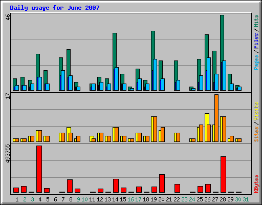 Daily usage for June 2007