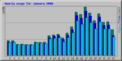 Hourly usage for January 2008