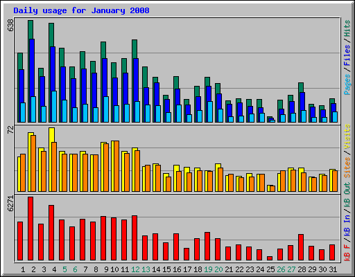 Daily usage for January 2008