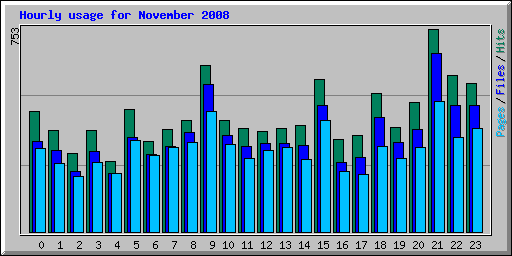 Hourly usage for November 2008