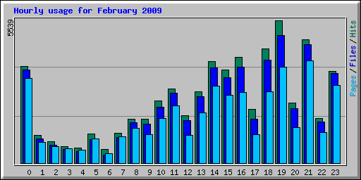 Hourly usage for February 2009