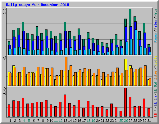 Daily usage for December 2010