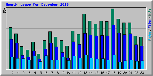 Hourly usage for December 2010