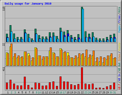 Daily usage for January 2010