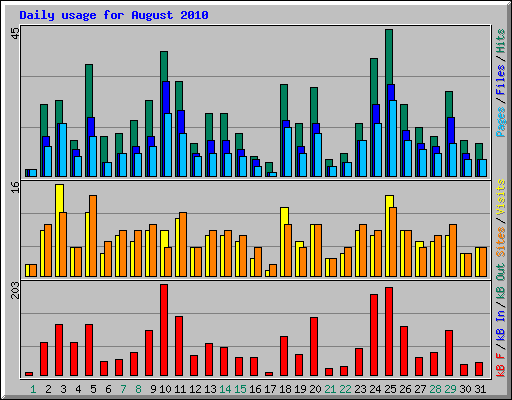 Daily usage for August 2010