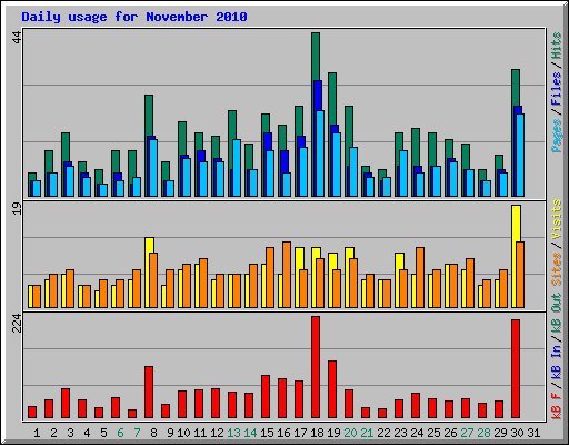 Daily usage for November 2010