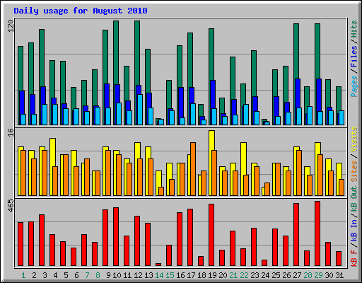 Daily usage for August 2010