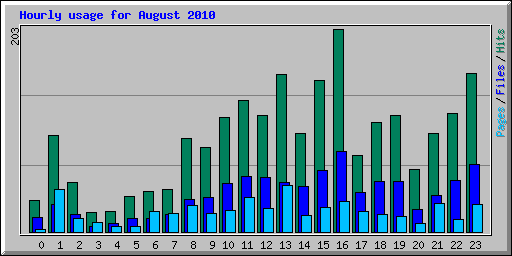 Hourly usage for August 2010