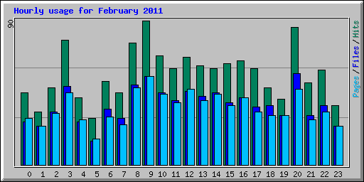 Hourly usage for February 2011