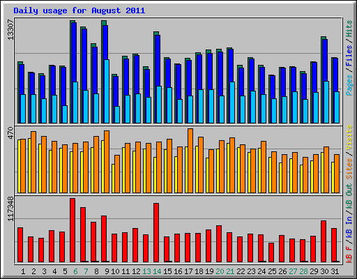 Daily usage for August 2011