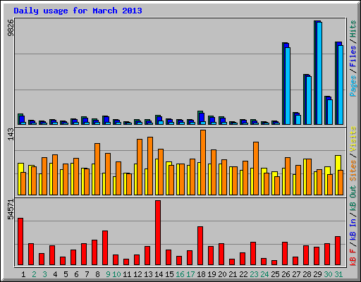 Daily usage for March 2013