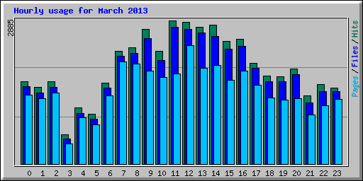 Hourly usage for March 2013