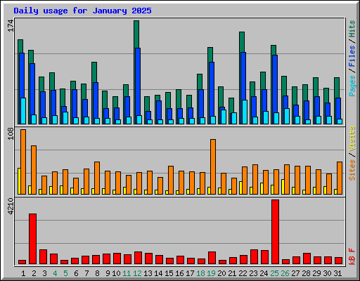 Daily usage for January 2025