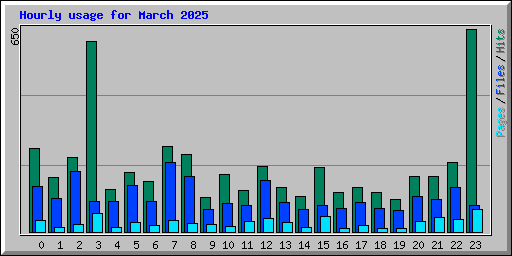 Hourly usage for March 2025