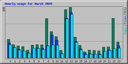Hourly usage for March 2025
