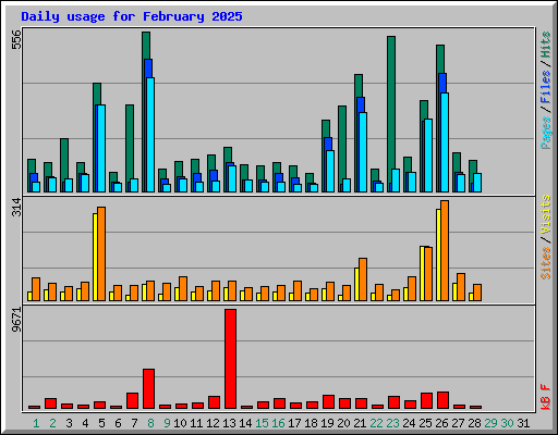 Daily usage for February 2025