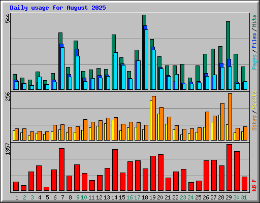 Daily usage for August 2025