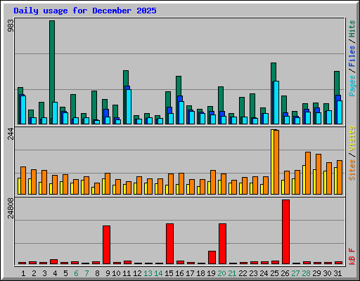 Daily usage for December 2025