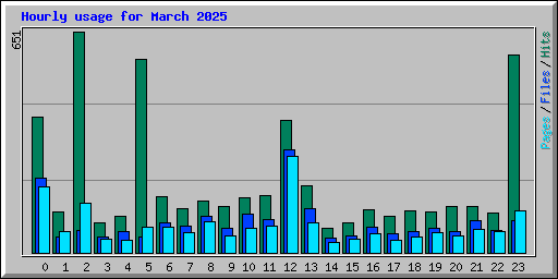 Hourly usage for March 2025