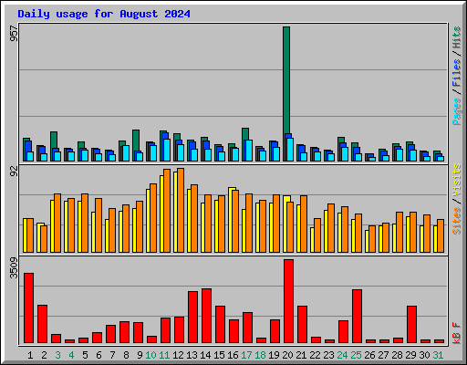 Daily usage for August 2024