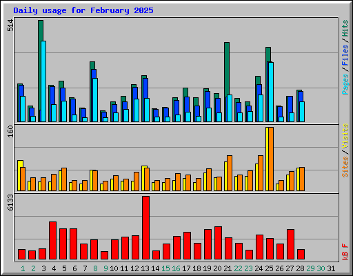 Daily usage for February 2025