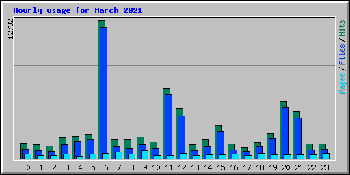 Hourly usage for March 2021