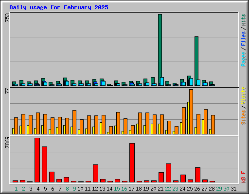 Daily usage for February 2025