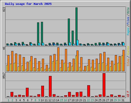 Daily usage for March 2025