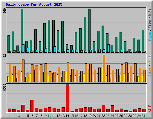 Daily usage for August 2025