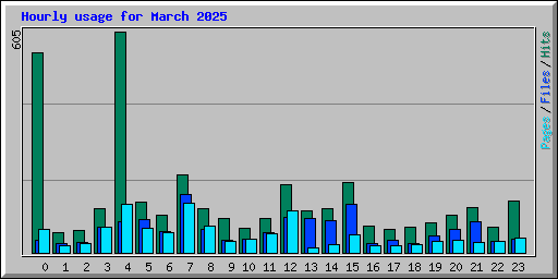 Hourly usage for March 2025