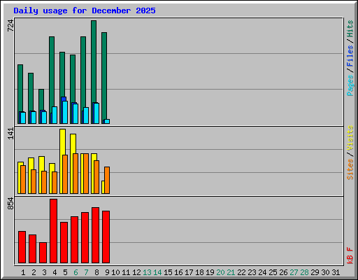 Daily usage for December 2025