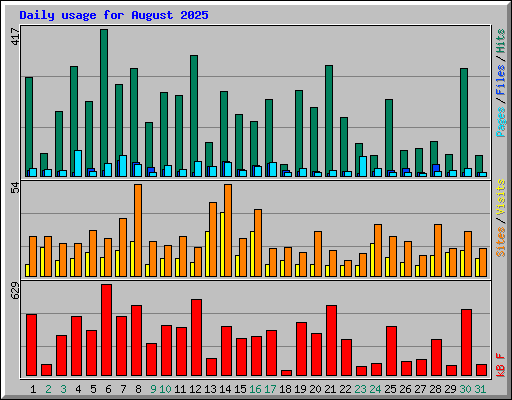 Daily usage for August 2025