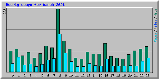 Hourly usage for March 2021