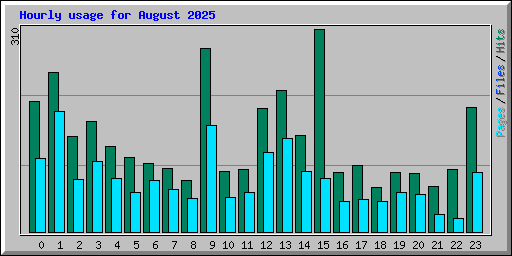 Hourly usage for August 2025