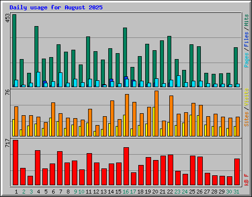 Daily usage for August 2025
