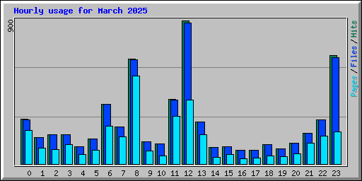 Hourly usage for March 2025