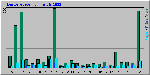Hourly usage for March 2025