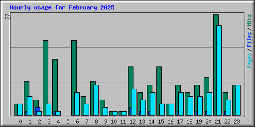 Hourly usage for February 2025