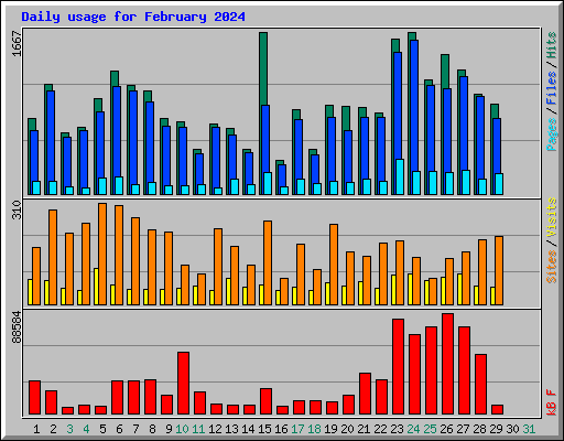 Daily usage for February 2024